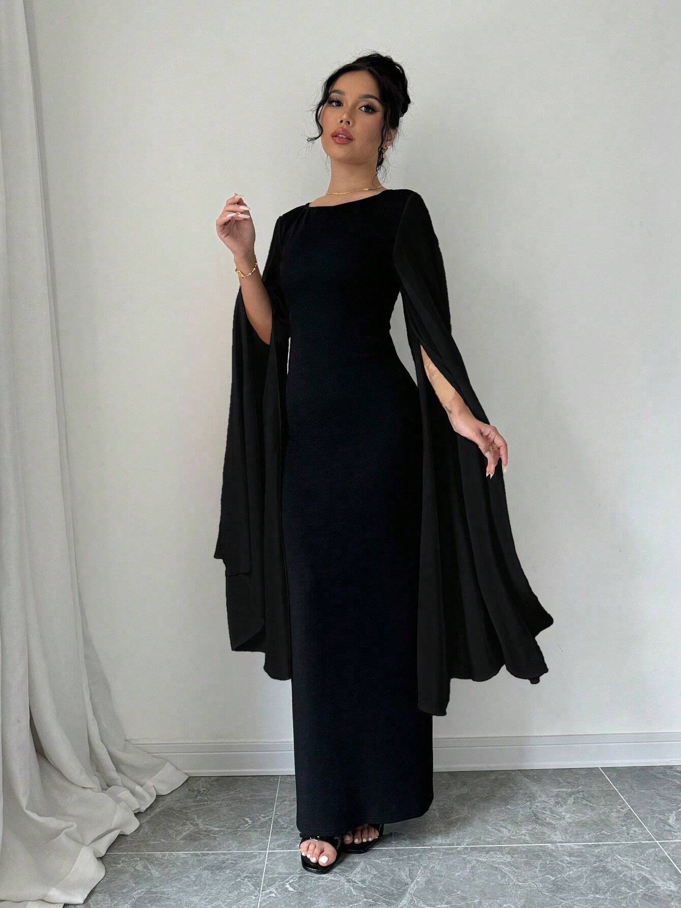  | SHEIN Raffinéa Women Elegant Solid Color Cloak Sleeve Long Dress | Dress | Shein | OneHub