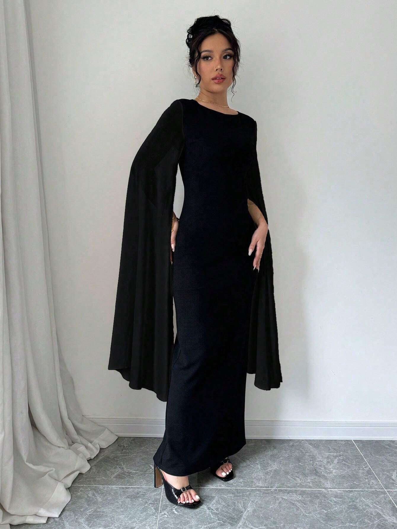  | SHEIN Raffinéa Women Elegant Solid Color Cloak Sleeve Long Dress | Dress | Shein | OneHub