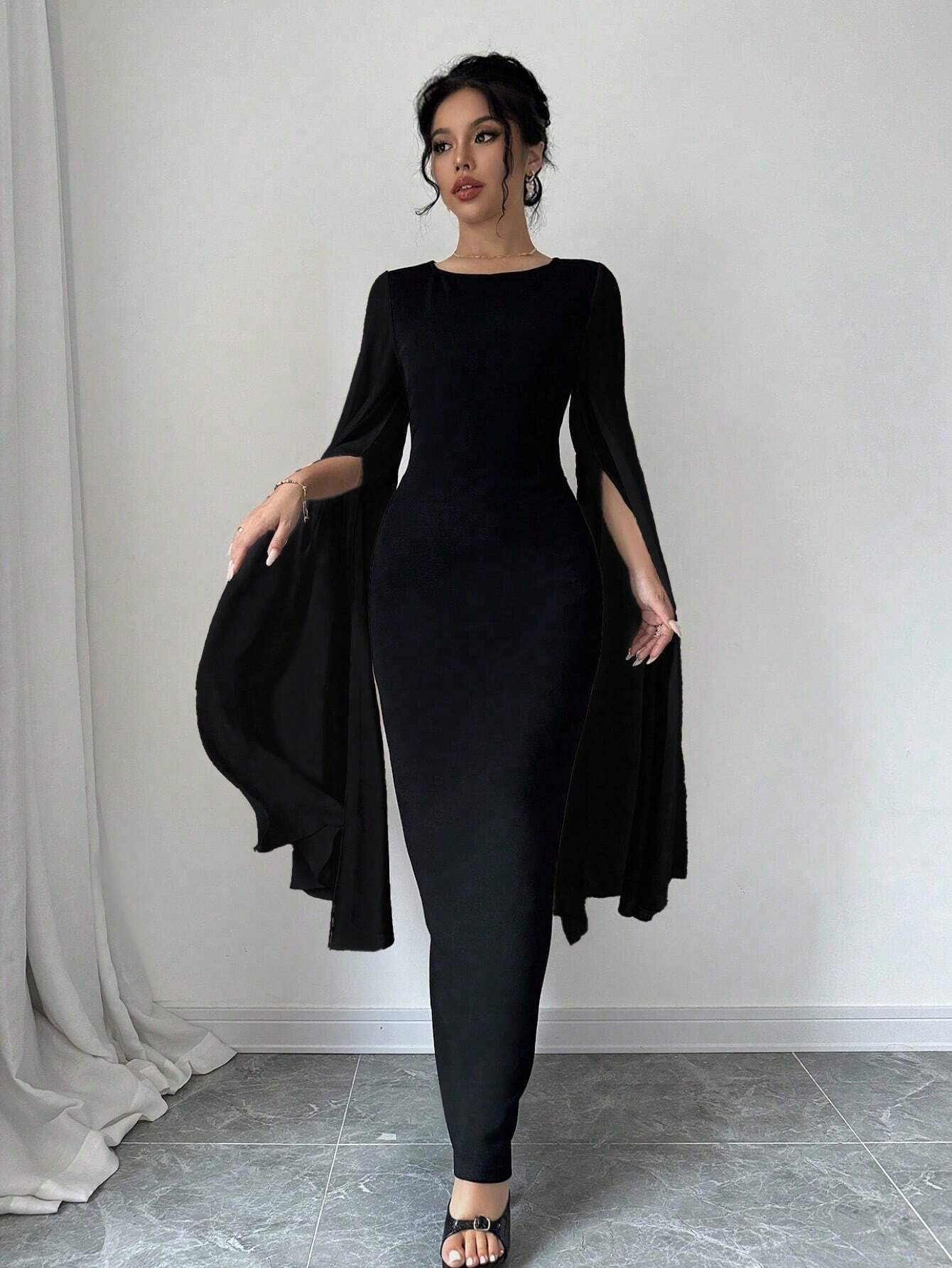  | SHEIN Raffinéa Women Elegant Solid Color Cloak Sleeve Long Dress | Dress | Shein | OneHub