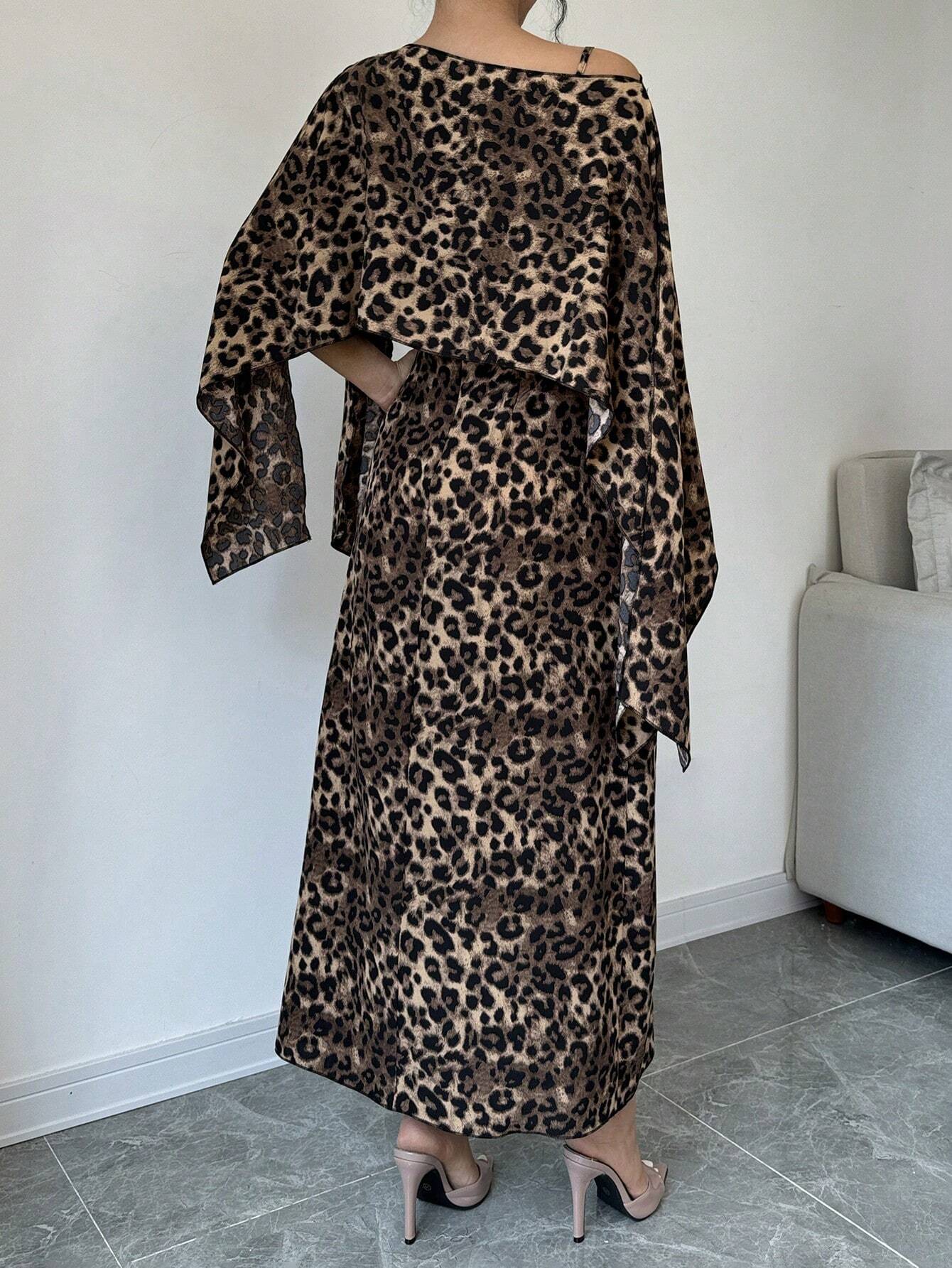  | SHEIN Raffinéa Women Leopard Print Hooded Cape Dress Maxi Women Outfit | Dress | Shein | OneHub