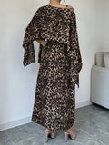  | SHEIN Raffinéa Women Leopard Print Hooded Cape Dress Maxi Women Outfit | Dress | Shein | OneHub