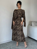  | SHEIN Raffinéa Women Leopard Print Hooded Cape Dress Maxi Women Outfit | Dress | Shein | OneHub