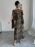 | SHEIN Raffinéa Women Leopard Print Hooded Cape Dress Maxi Women Outfit | Dress | Shein | OneHub