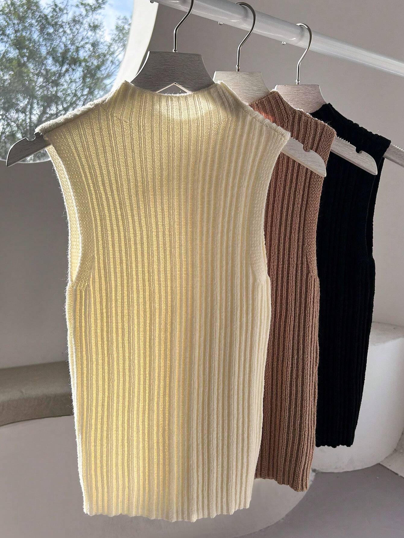  | SHEIN Relaxiva 3pcs/Set New Fashion Stretchy Casual Knit Turtleneck Sweater Top Undershirt Set | Sweater | Shein | OneHub