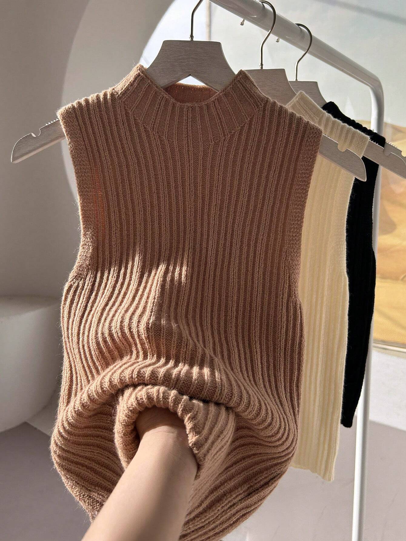  | SHEIN Relaxiva 3pcs/Set New Fashion Stretchy Casual Knit Turtleneck Sweater Top Undershirt Set | Sweater | Shein | OneHub