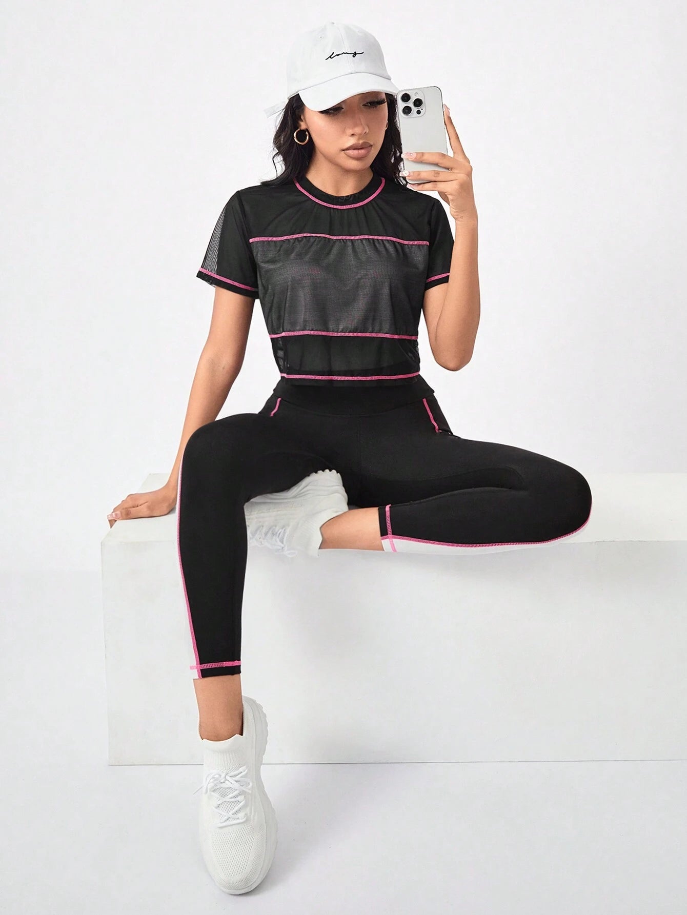  | SHEIN Running Colorblock Sports Tee & Phone Pocket Side Leggings | Leggings | Shein | OneHub