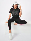 | SHEIN Running Colorblock Sports Tee & Phone Pocket Side Leggings | Leggings | Shein | OneHub
