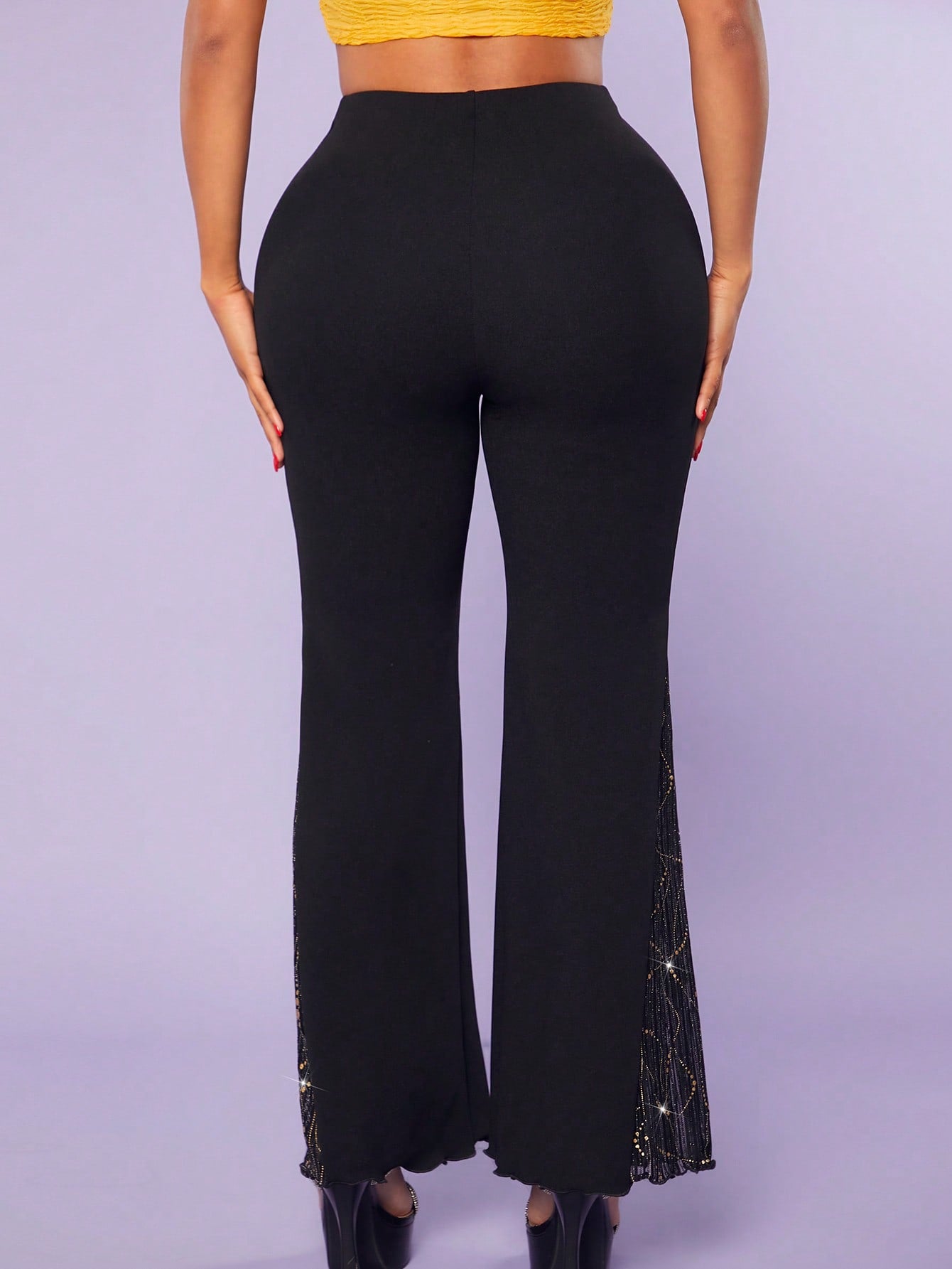  | SHEIN SXY Contrast Lace Flare Leg Pants | Pants | Shein | OneHub