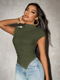  | SHEIN SXY Women Solid Color Asymmetrical Hem Knit Top | Top | Shein | OneHub