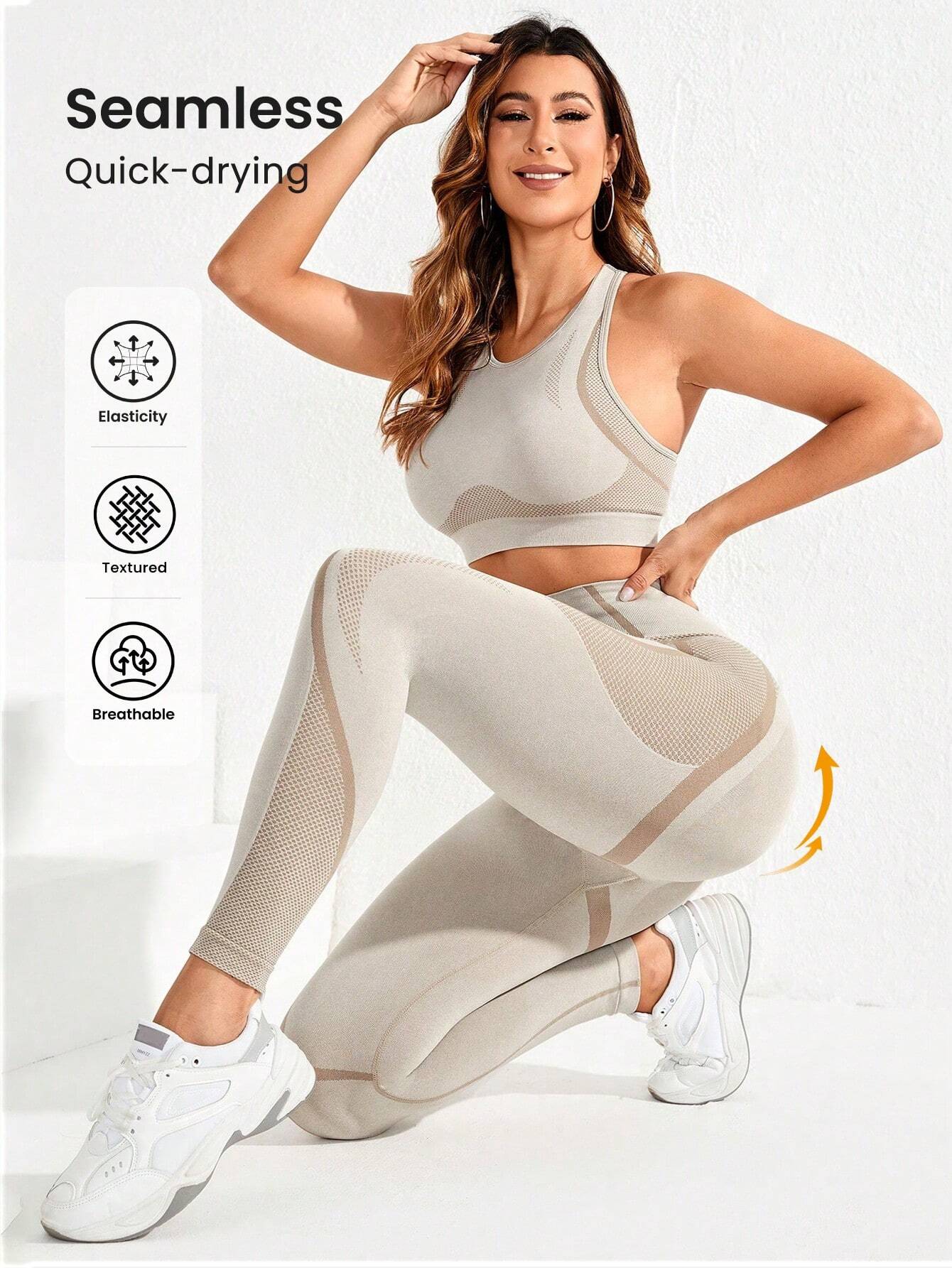  | SHEIN Sport Seamluxe Seamless High Stretch Racer Back Sports Set workout set | Sports Leggings | Shein | OneHub