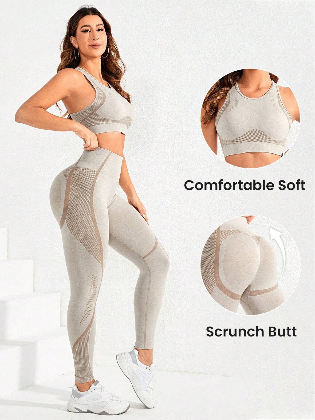  | SHEIN Sport Seamluxe Seamless High Stretch Racer Back Sports Set workout set | Sports Leggings | Shein | OneHub