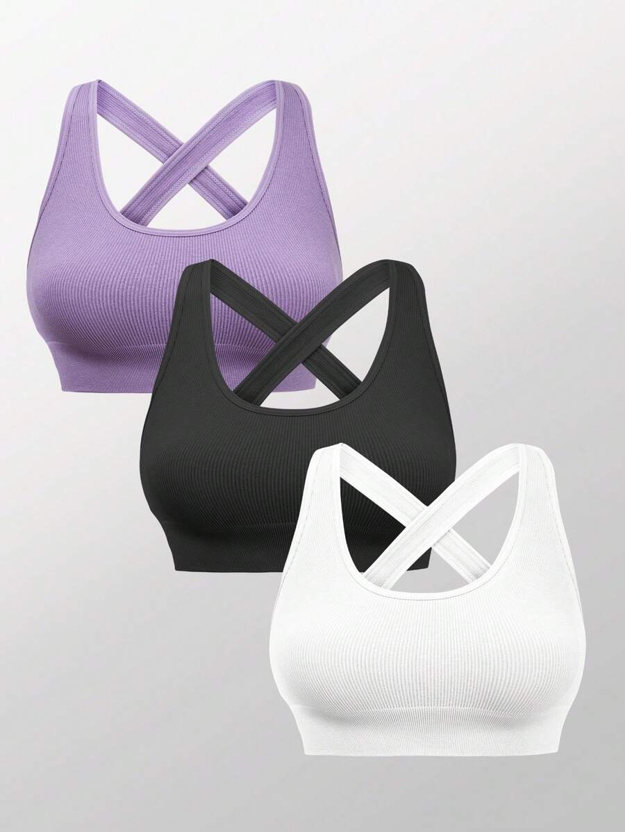  | SHEIN Sport Studio 3 Pack Criss Cross Back Sports Bra | Sports Bra | Shein | OneHub