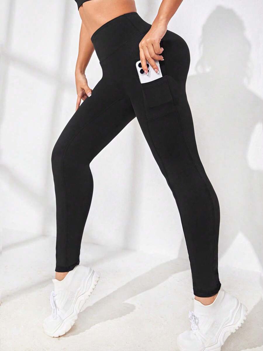  | SHEIN Sport Studio Phone Pocket Side Tummy Control Sports Leggings | Sports Leggings | Shein | OneHub