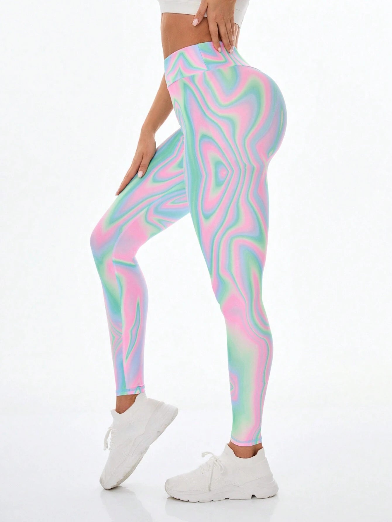  | SHEIN Sport Studio Printed Women's Leggings For Outerwear, Slimming And Elastic High Waist Sports Tights | Sports Leggings | Shein | OneHub