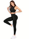  | SHEIN Sport Studio Seamless Solid Color Slim Fit Vest And Long Pants Yoga Sportswear Set | Leggings | Shein | OneHub