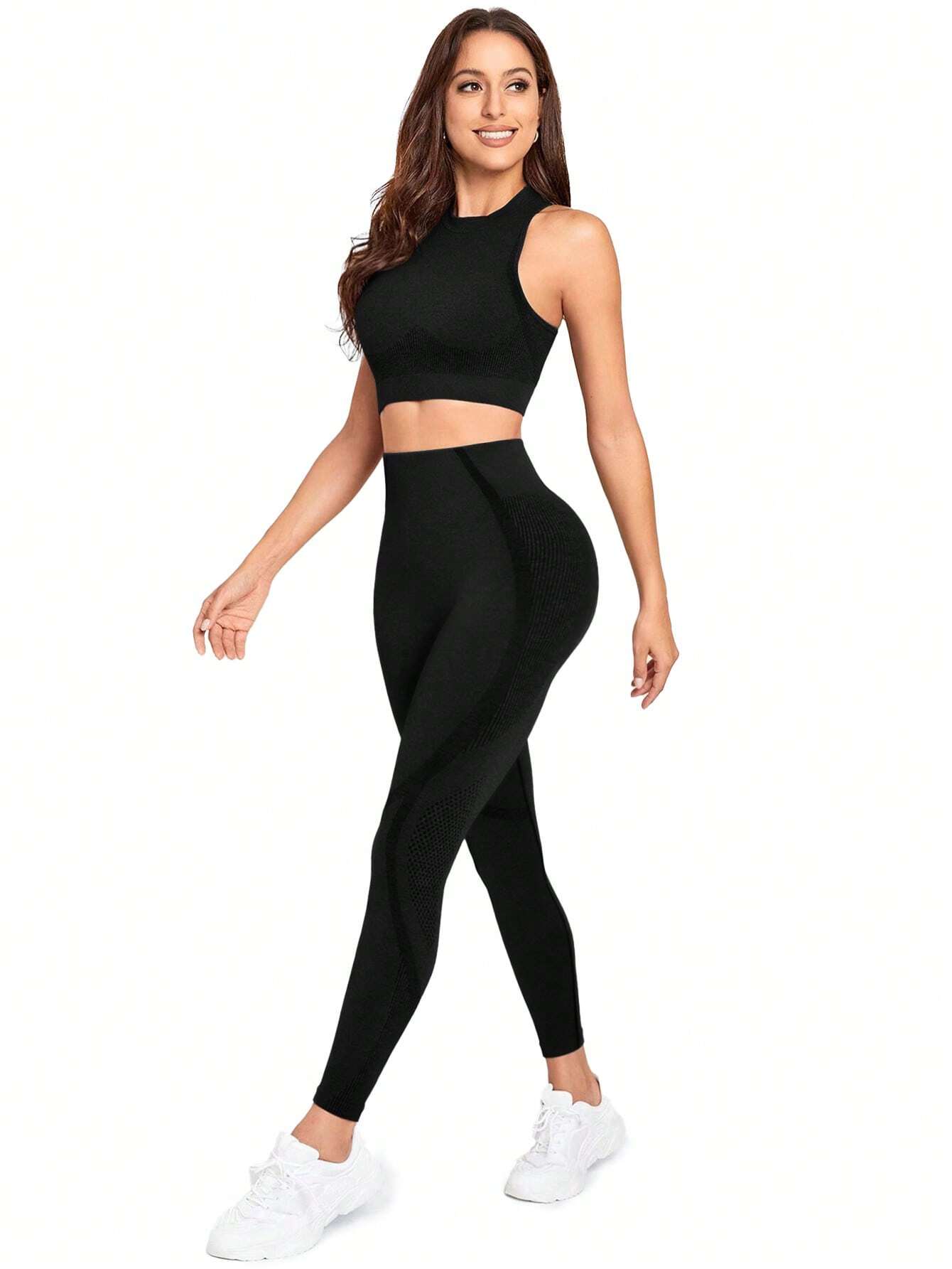  | SHEIN Sport Studio Seamless Solid Color Slim Fit Vest And Long Pants Yoga Sportswear Set | Leggings | Shein | OneHub