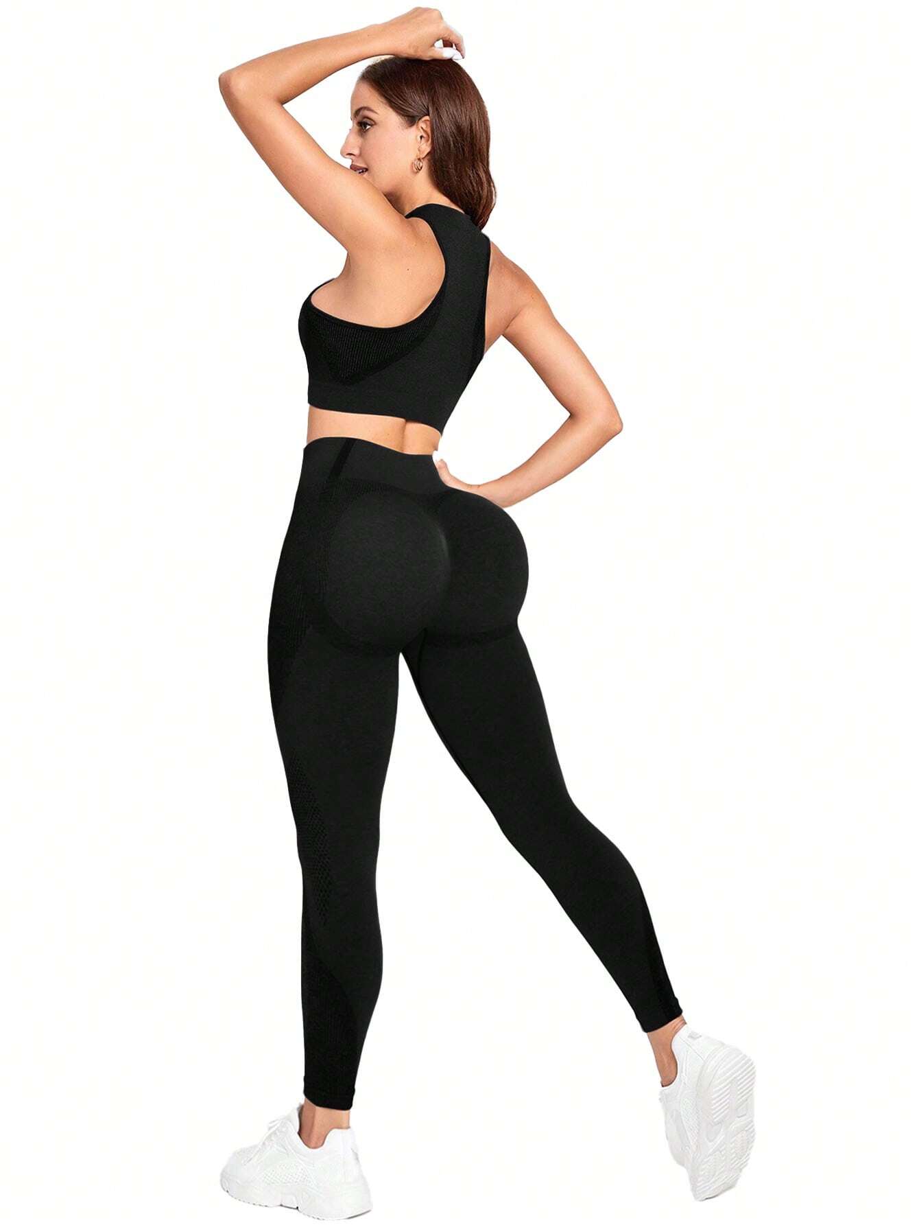  | SHEIN Sport Studio Seamless Solid Color Slim Fit Vest And Long Pants Yoga Sportswear Set | Leggings | Shein | OneHub