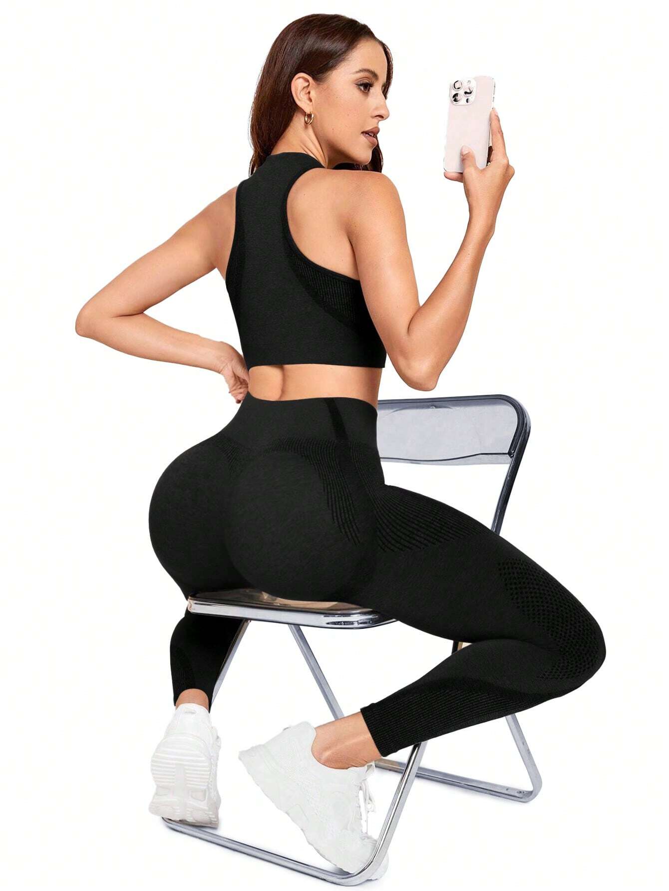  | SHEIN Sport Studio Seamless Solid Color Slim Fit Vest And Long Pants Yoga Sportswear Set | Leggings | Shein | OneHub