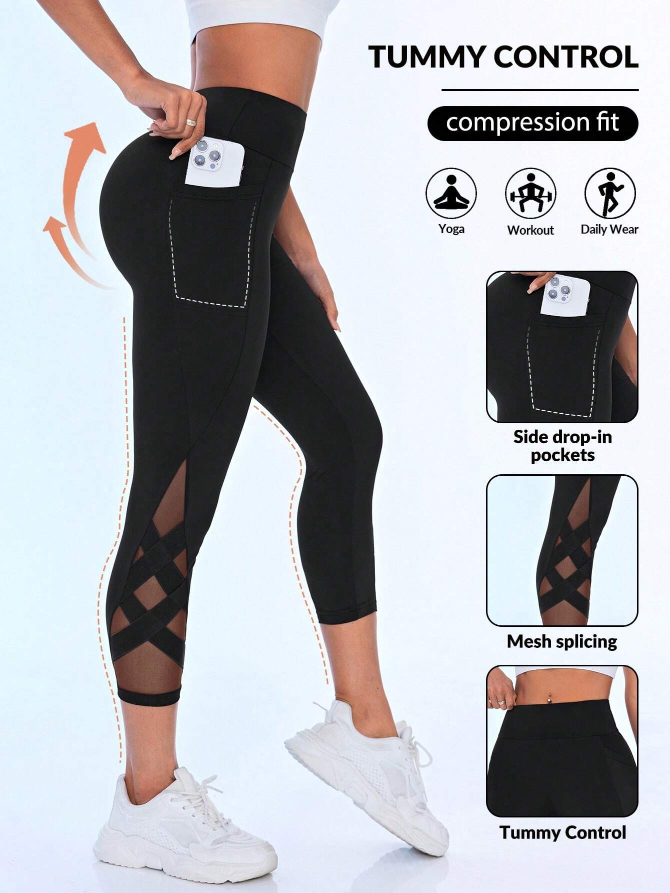  | SHEIN Sport Studio Solid Color Elastic Summer Sports Leggings | Sports Leggings | Shein | OneHub
