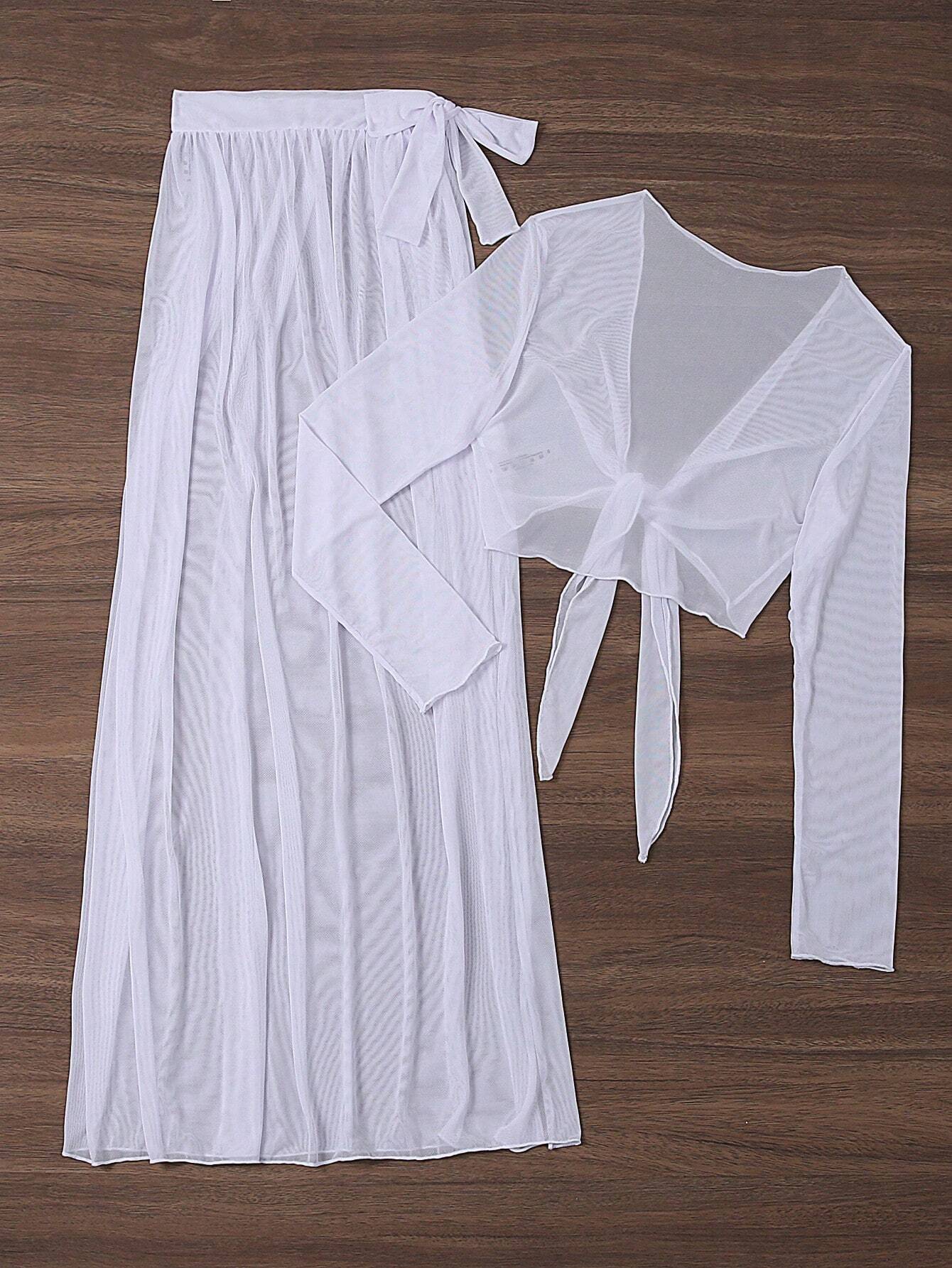  | SHEIN Swim 2pcs/Set Solid Color Cropped Cover Up Top Wrapped Cover Up Skirt, For Vocation,Summer Beach | Lingerie | Shein | OneHub