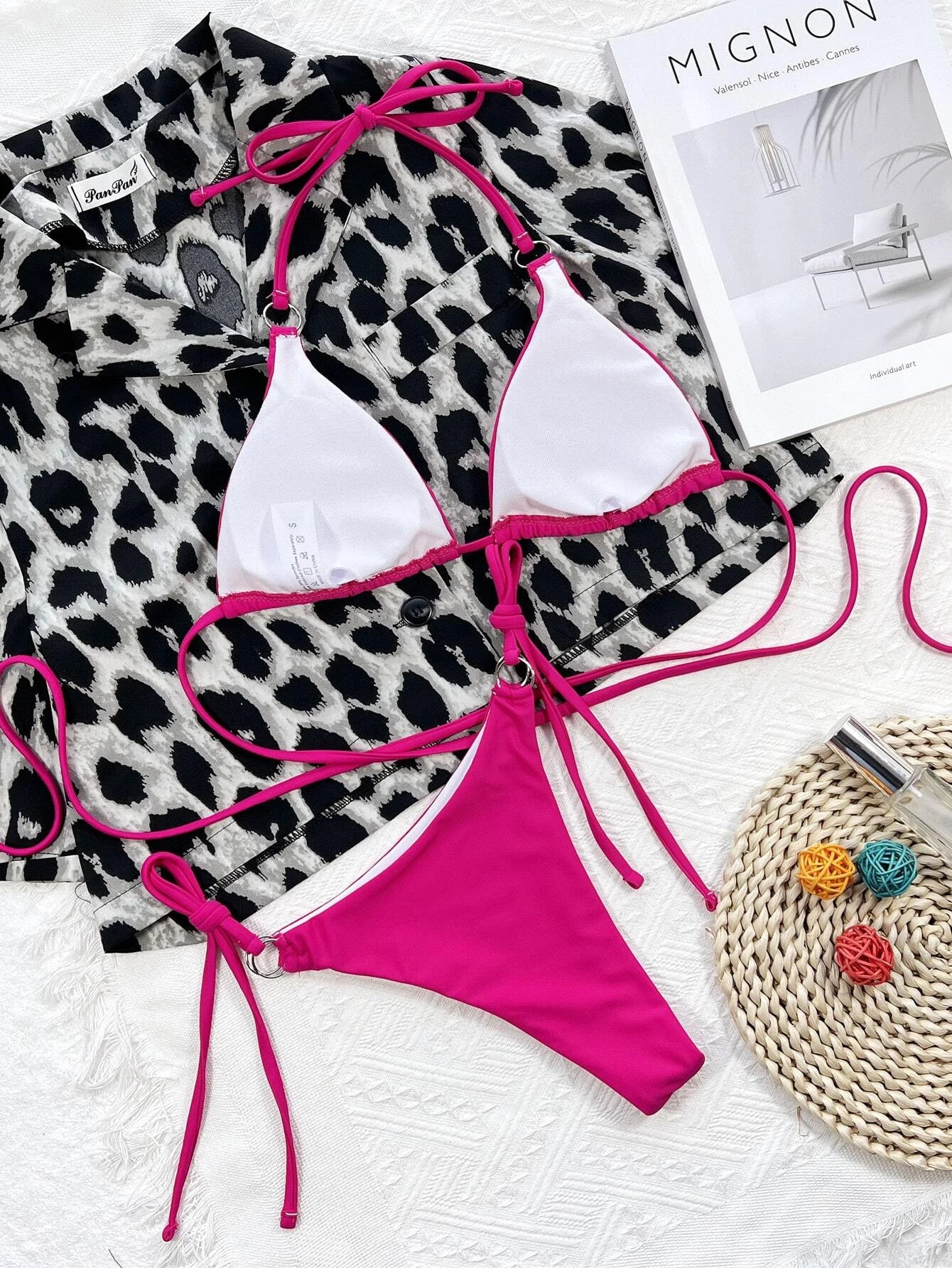  | SHEIN Swim Summer Beach Ring Linked Halter Triangle Bikini Swimsuit | Lingerie | Shein | OneHub