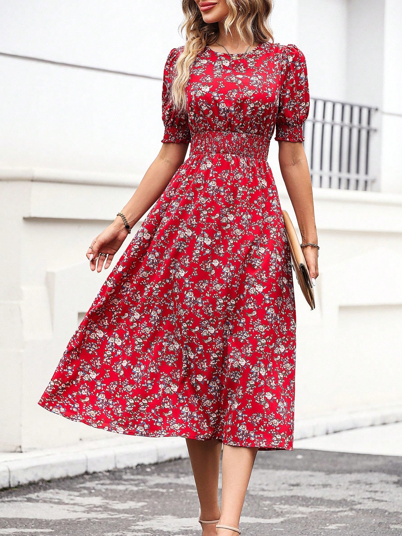 red midi dress shein SHEIN EZwear Women's New Twist Back Open Slit Backless Red Midi Dress, | Dress