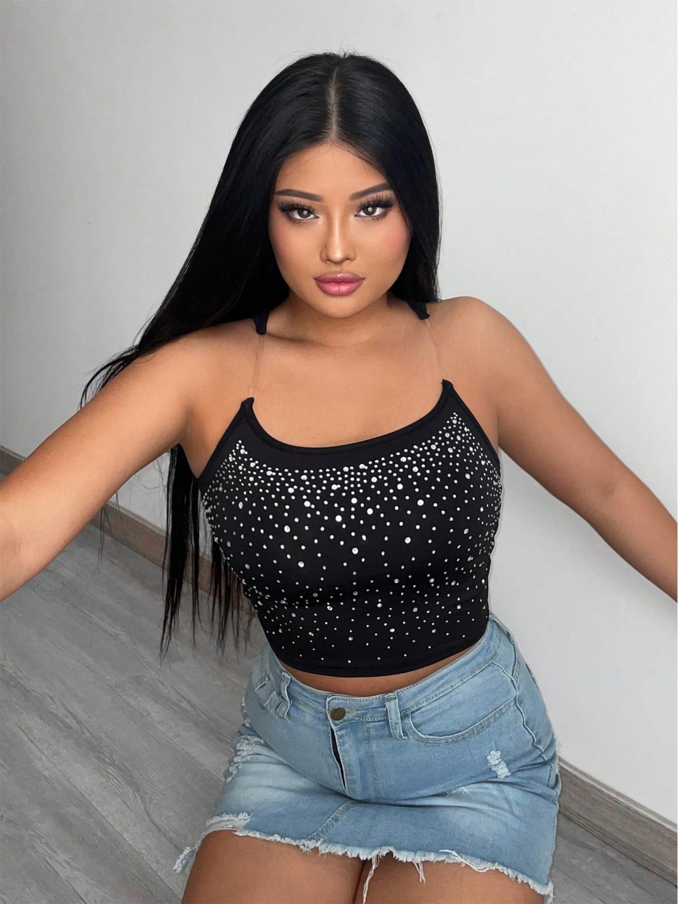  | SHEIN Unity Rhinestone Detail Crop Tank Top | Top | Shein | OneHub