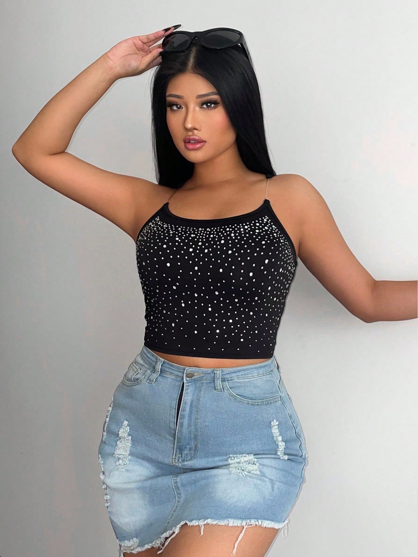  | SHEIN Unity Rhinestone Detail Crop Tank Top | Top | Shein | OneHub