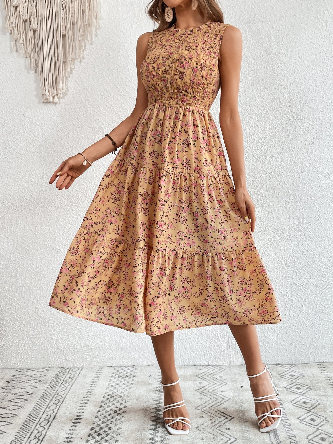  | SHEIN VCAY Ditsy Floral Print Ruffle Hem Dress | Dress | Shein | OneHub