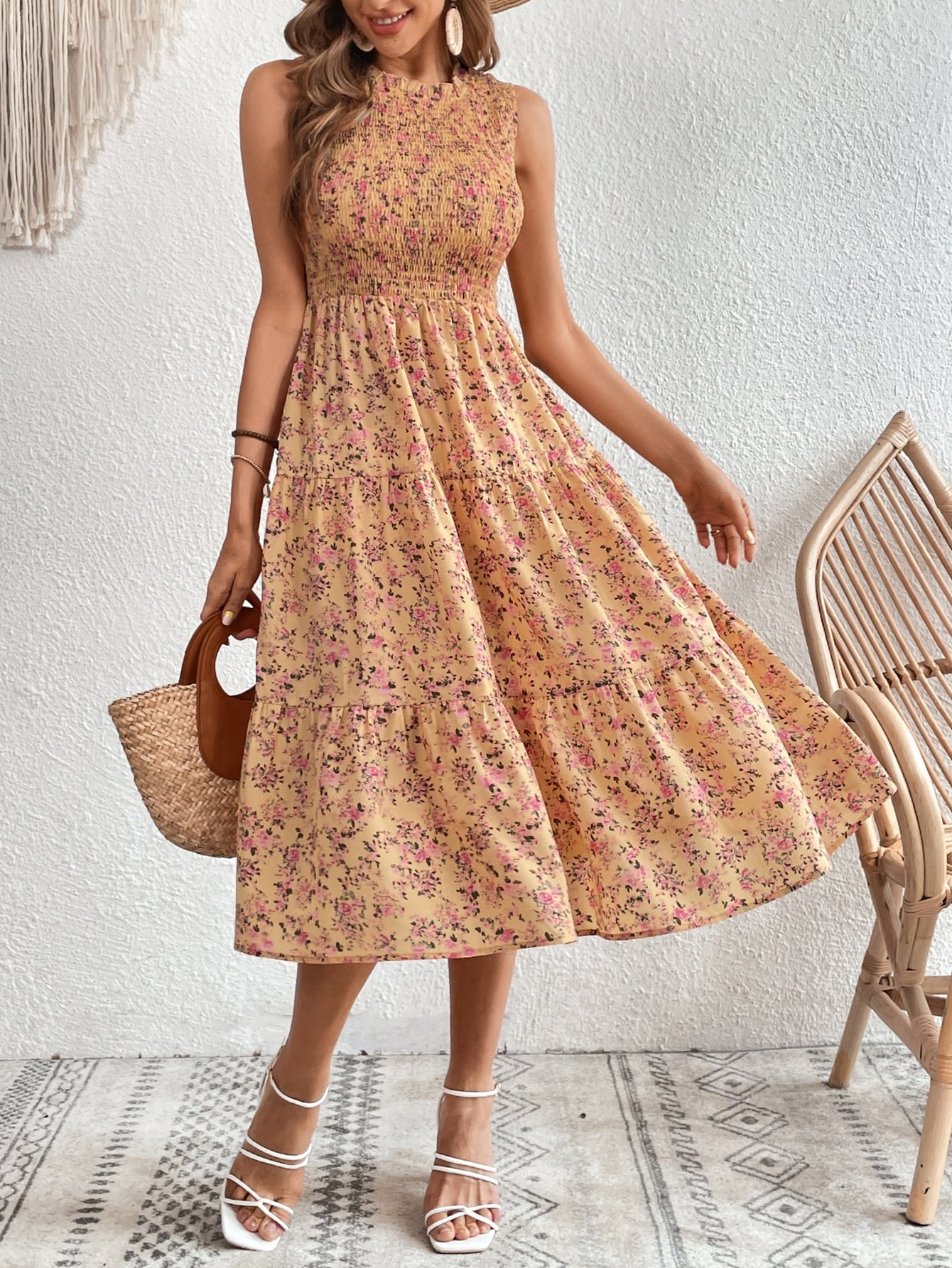  | SHEIN VCAY Ditsy Floral Print Ruffle Hem Dress | Dress | Shein | OneHub