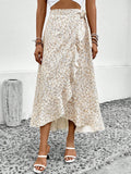  | SHEIN VCAY Ditsy Floral Print Ruffle Trim Tie Side Wrap Skirt | Skirt | Shein | OneHub