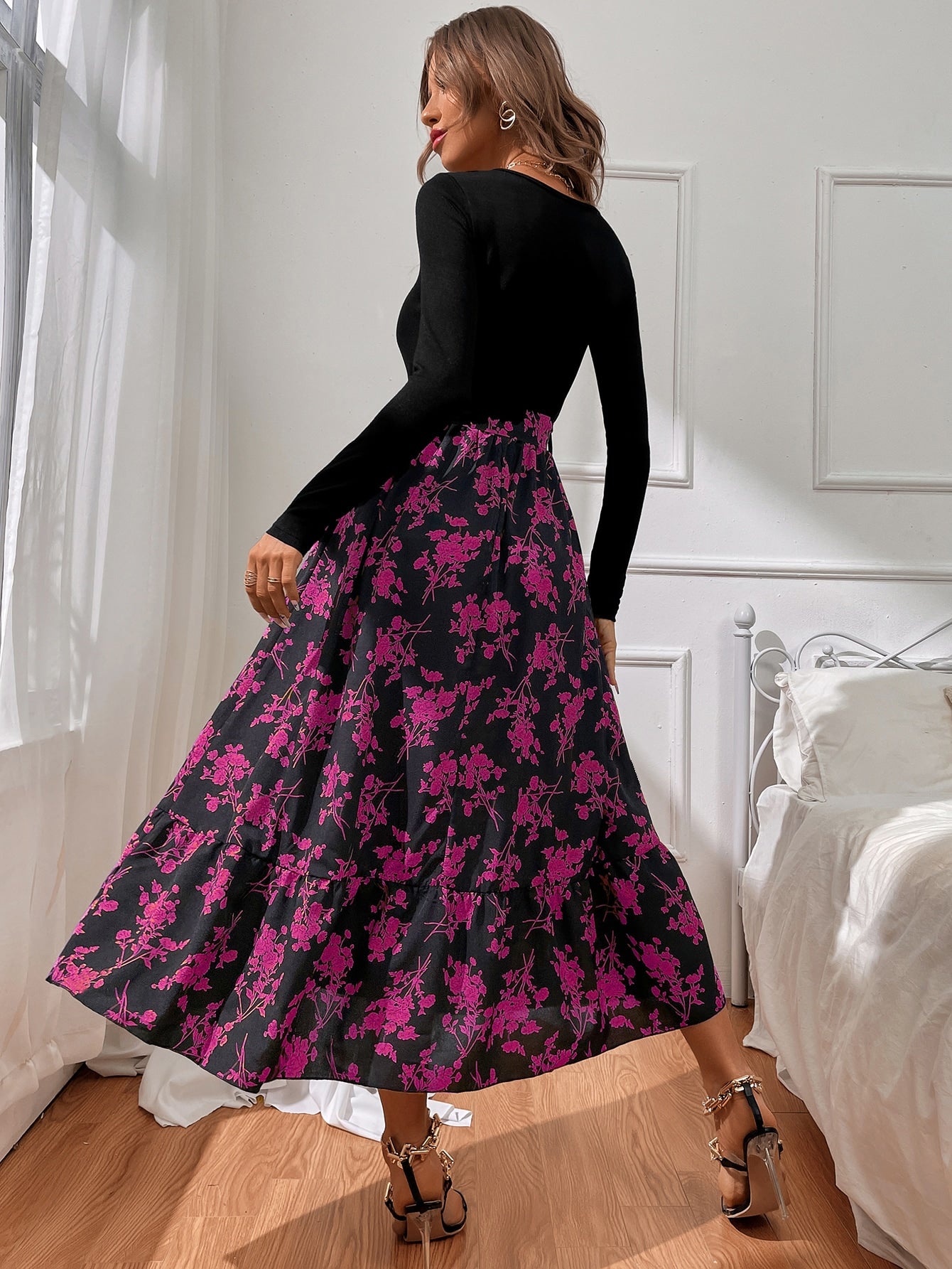  | SHEIN VCAY Floral Print Belted 2 In 1 Dress | Dress | Shein | OneHub