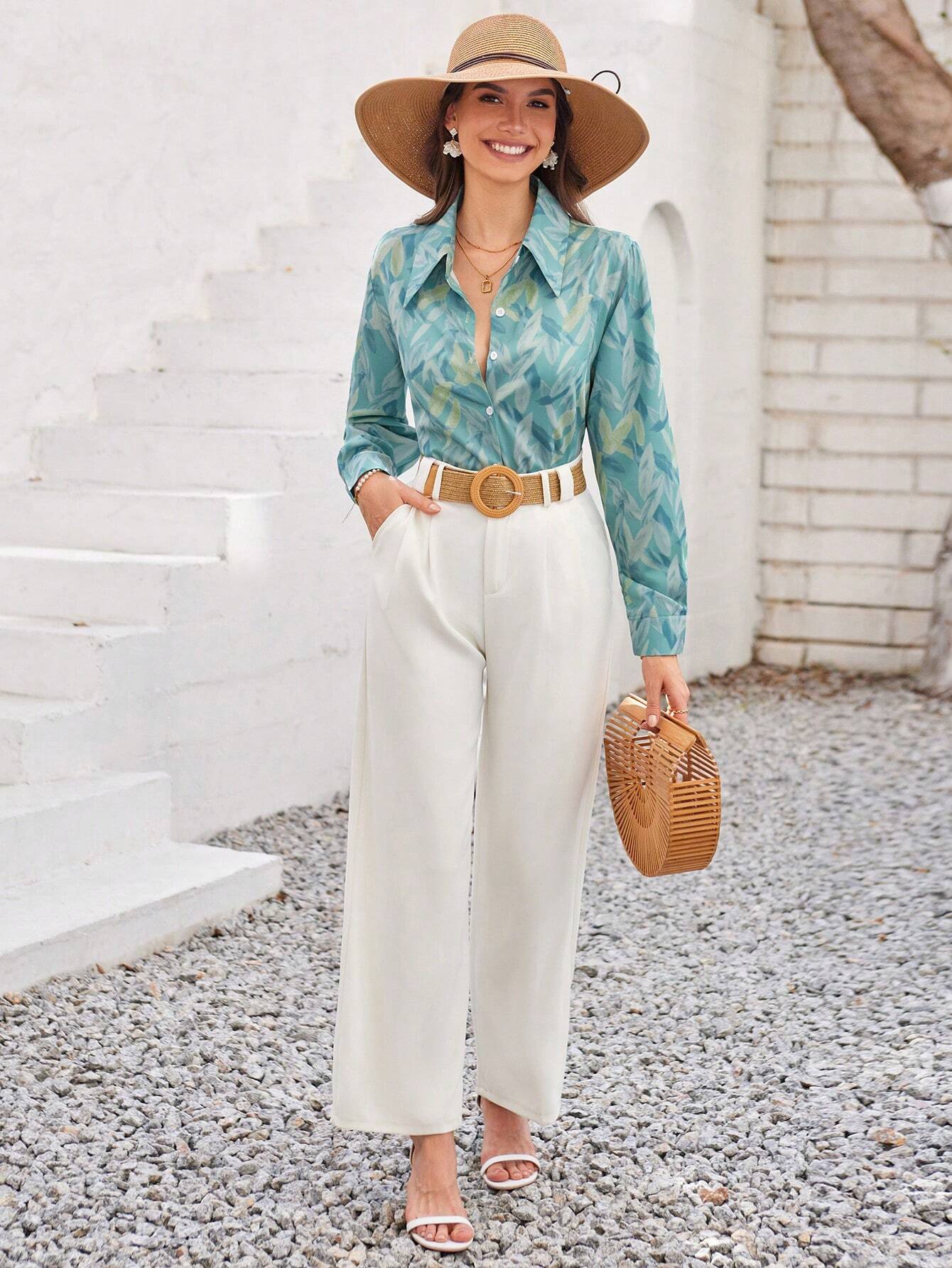  | SHEIN VCAY Ladies' Full Printed Long Sleeve Shirt | Shirt | Shein | OneHub