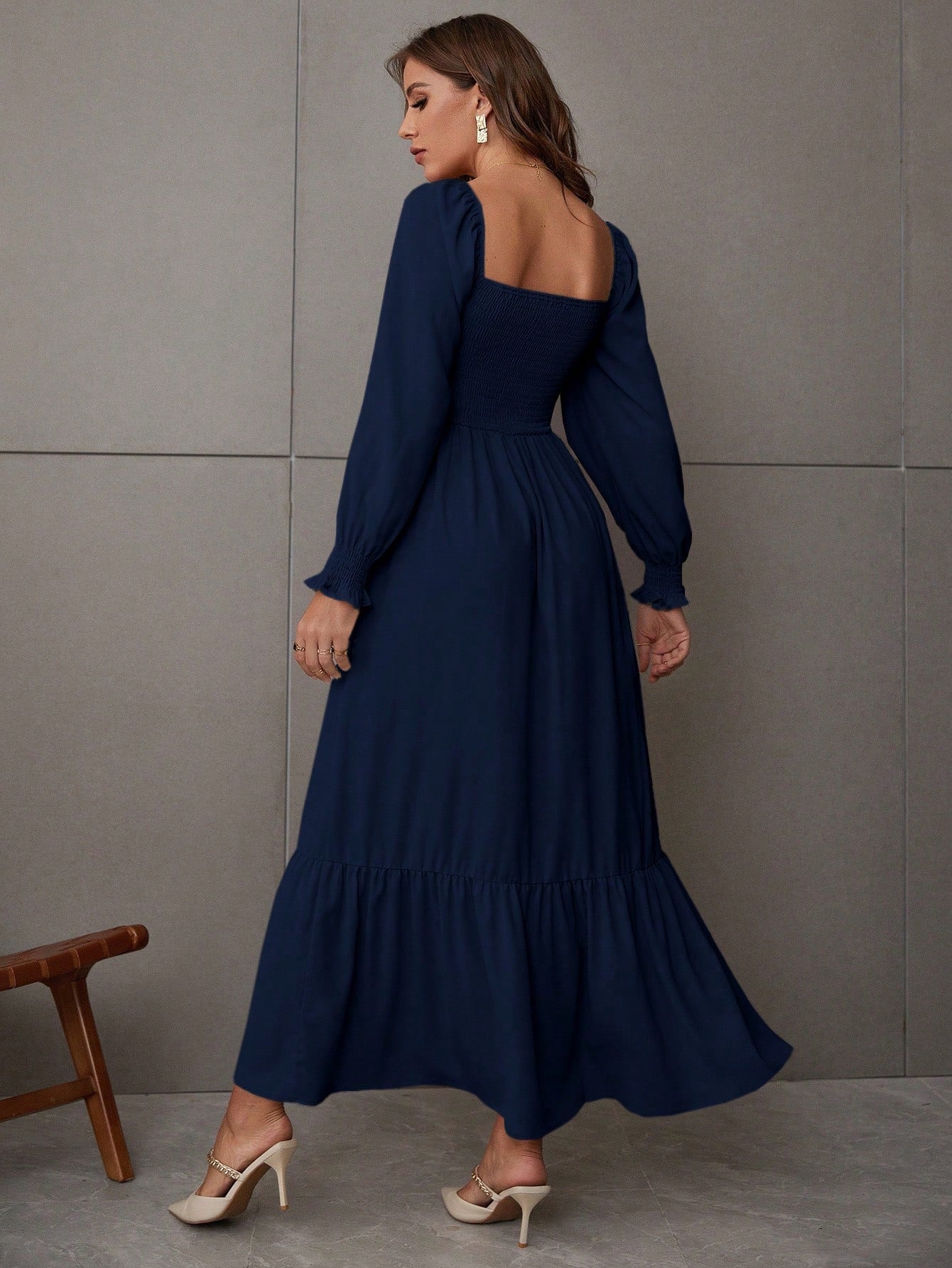  | SHEIN VCAY Square Neck Ruffle Hem Dress | Dress | Shein | OneHub