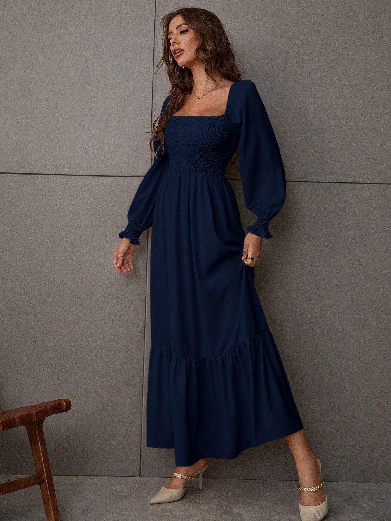  | SHEIN VCAY Square Neck Ruffle Hem Dress | Dress | Shein | OneHub