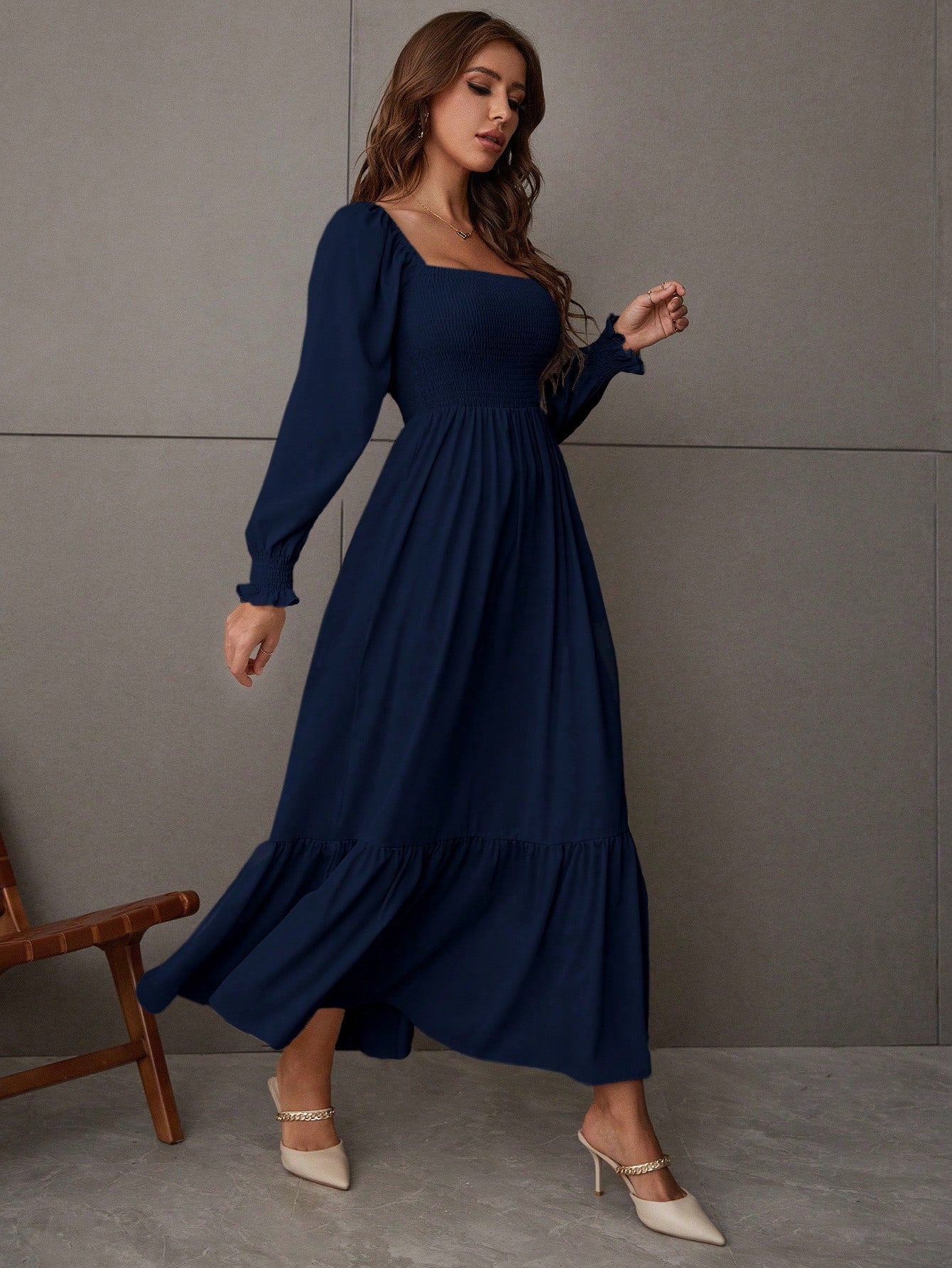  | SHEIN VCAY Square Neck Ruffle Hem Dress | Dress | Shein | OneHub