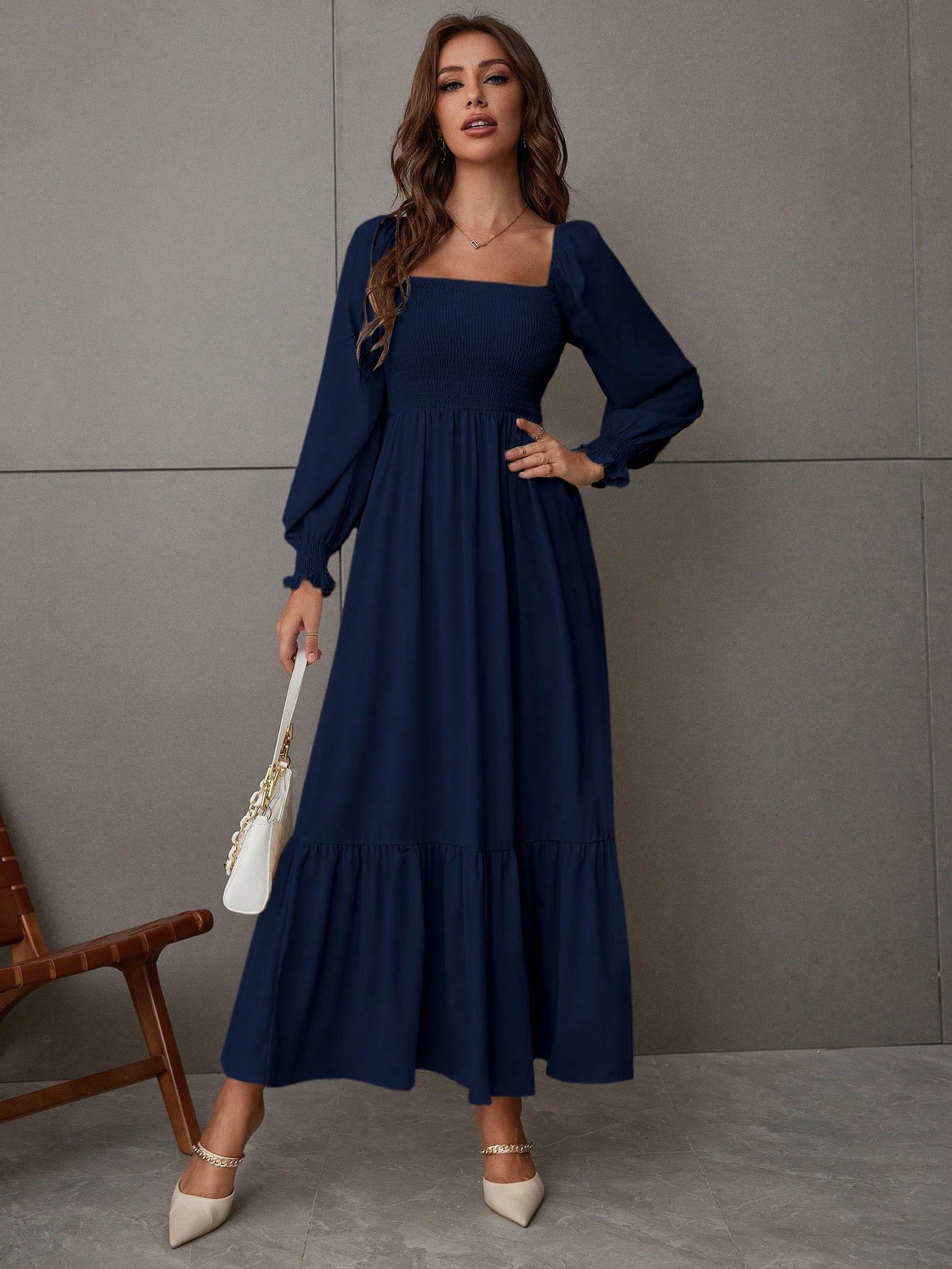  | SHEIN VCAY Square Neck Ruffle Hem Dress | Dress | Shein | OneHub