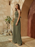  | SHEIN VCAY Tie Back Backless Halter Top & Wide Leg Pants | Dress | OneHub | OneHub