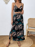  | SHEIN VCAY Tropical Print Cami Top & Split Thigh Skirt Two Piece Set | Top and Pant Set | Shein | OneHub