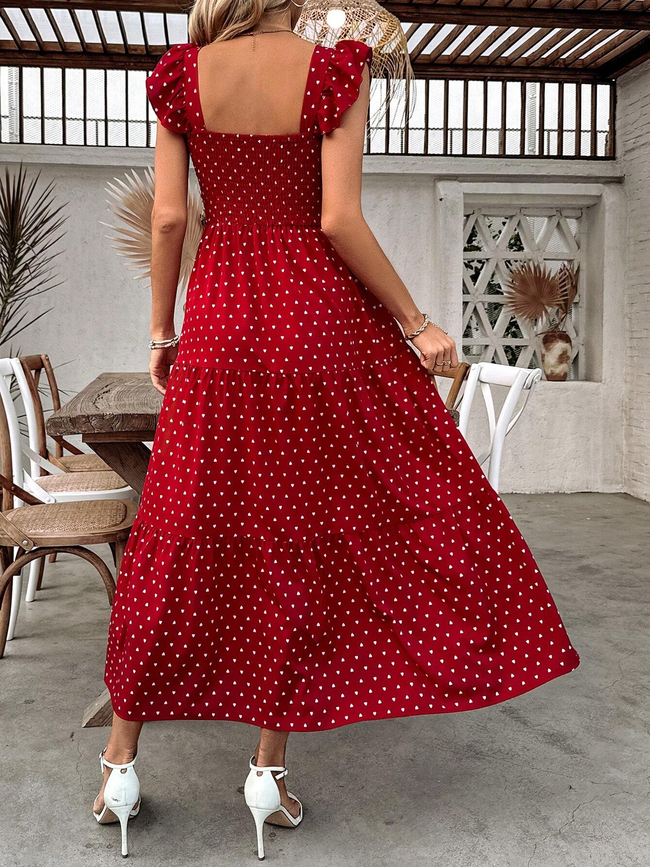  | SHEIN VCAY Women's Square Neck Polka Dot Flare Sleeve Dress | Dress | Shein | OneHub