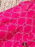 SHEIN Valentine's Day Baby Girl Allover Heart Print Shirt Dress & Hat