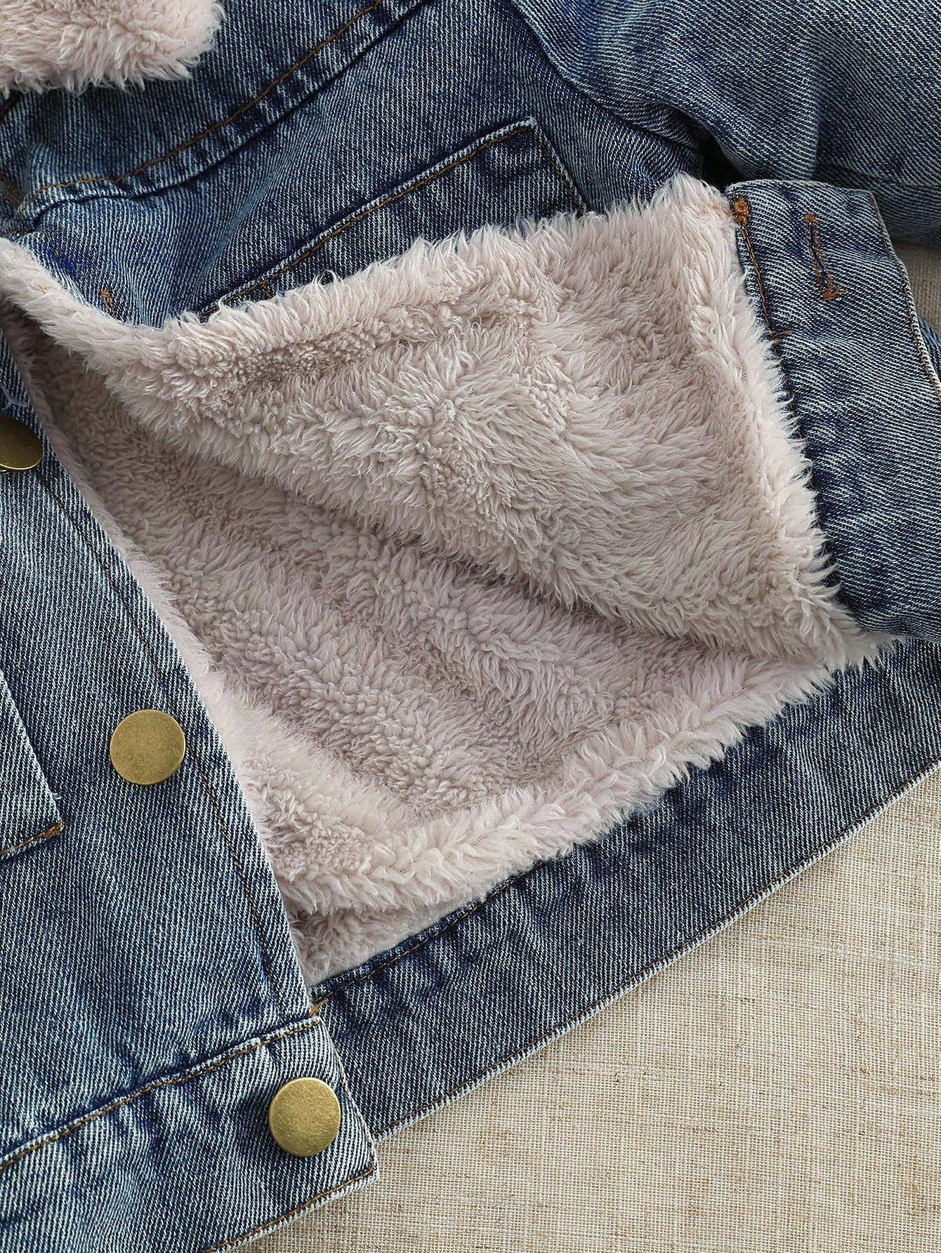 SHEIN Vintaside Kids Baby Boys Thick Fleece Jacket With Fur Collar, Warm Winter Outerwear For Infants, Suitable For Cold Season Fall