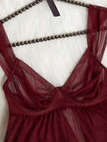 SHEIN Women's Mesh Underwire Thin Cup Sexy Lingerie Set Valentine's