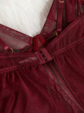 SHEIN Women's Mesh Underwire Thin Cup Sexy Lingerie Set Valentine's