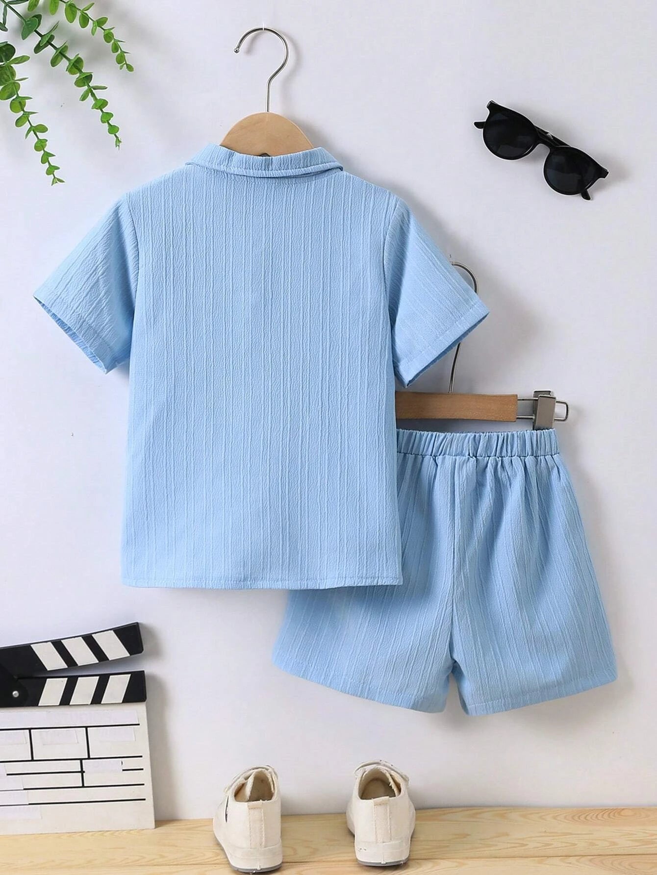  | SHEIN Young Boy Solid Button Front Shirt & Shorts Without Tee | Dress | Shein | OneHub