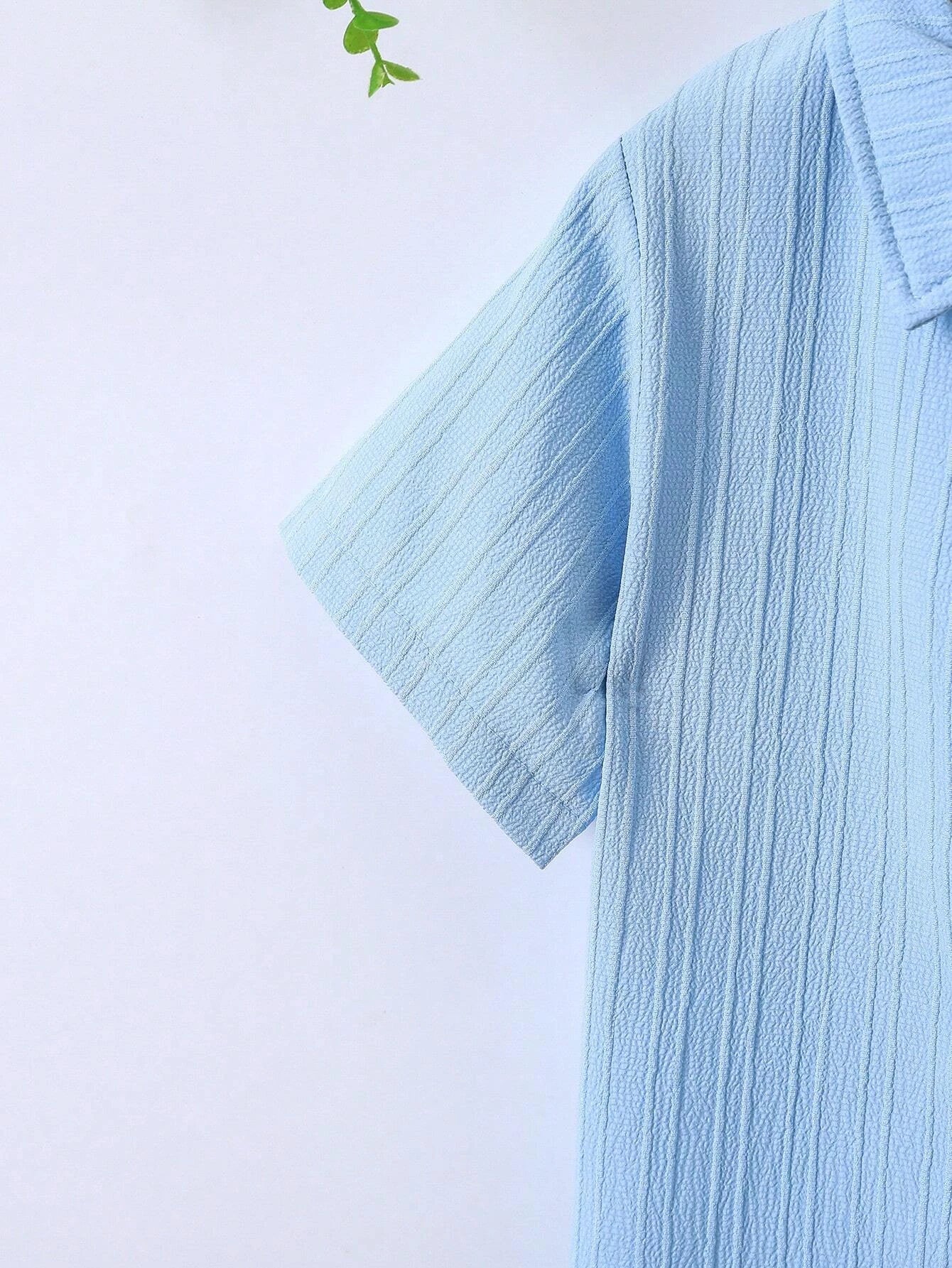  | SHEIN Young Boy Solid Button Front Shirt & Shorts Without Tee | Dress | Shein | OneHub