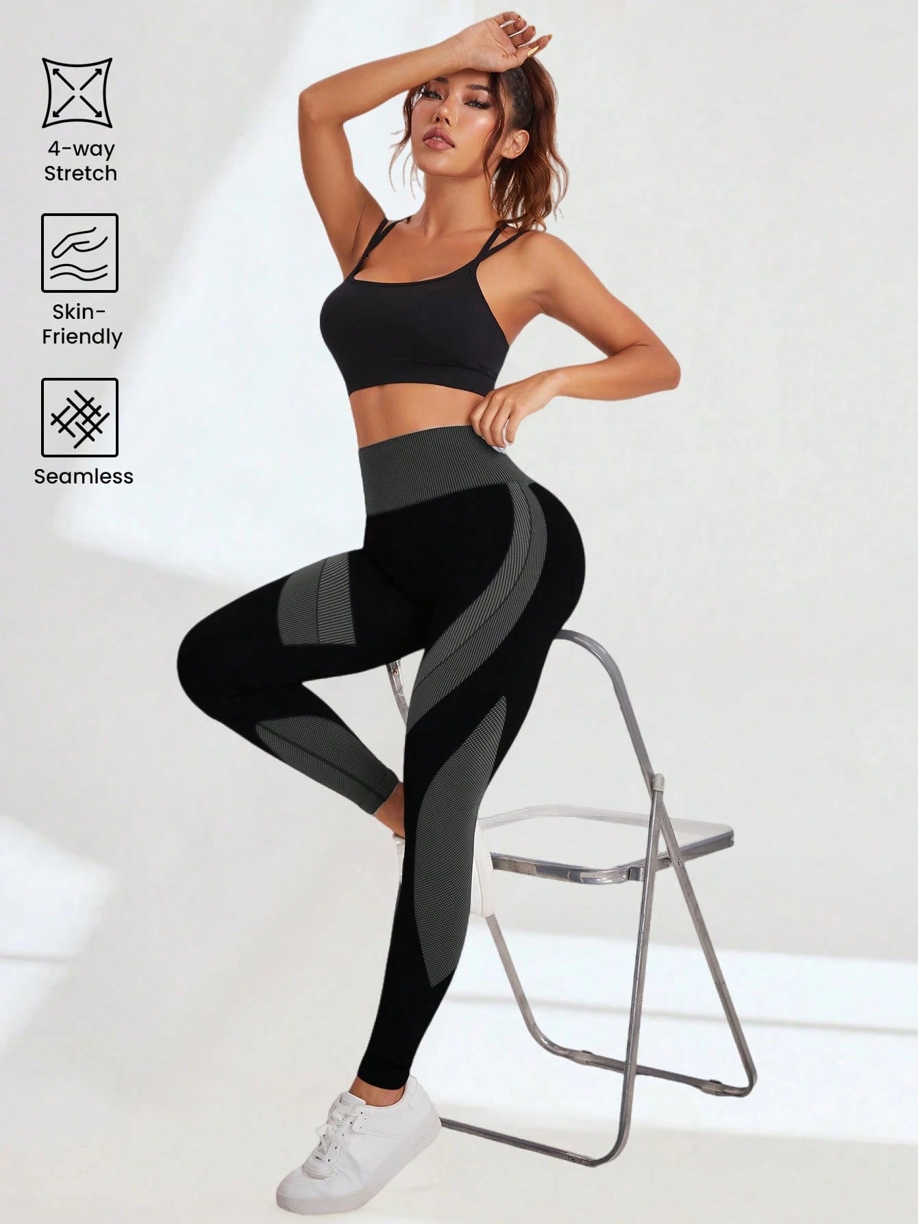 SHEIN Seamluxe SHEIN Sport Ladies" Solid Color Simple Daily Sport Leggings Yoga Women Pants
