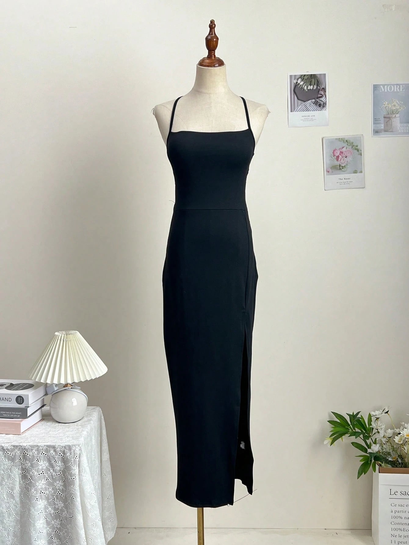 SHEIN Sexy Solid Color Criss-Cross Backless High Slit Dress, Summer Ca | Sweater | OneHub SHEIN Sexy Solid Color Criss-Cross Backless High Slit Dress, Summer Ca | Sweater | OneHub