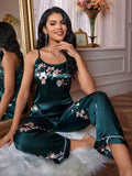  | SHEIN LuxeNights Floral Print Satin Cami Top & Pants PJ Set / Pajama Set | Night Dress | Shein | OneHub