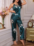  | SHEIN LuxeNights Floral Print Satin Cami Top & Pants PJ Set / Pajama Set | Night Dress | Shein | OneHub